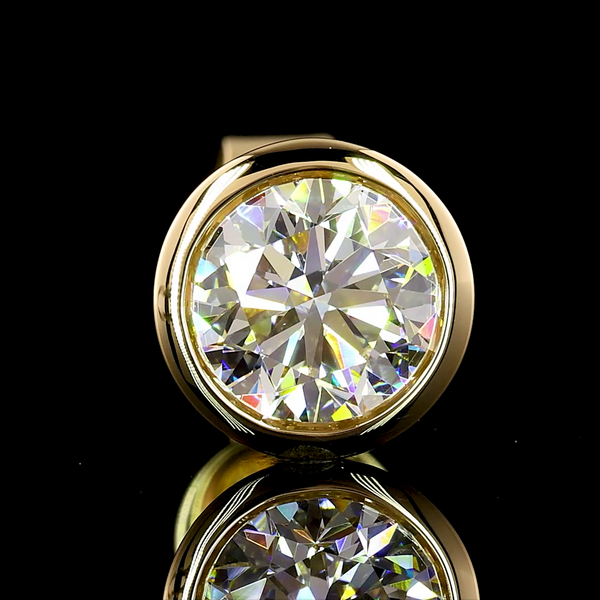 Lab-Grown 1.42 Carat Round F-VS2 Diamond 14K Yellow Gold Studs Earrings