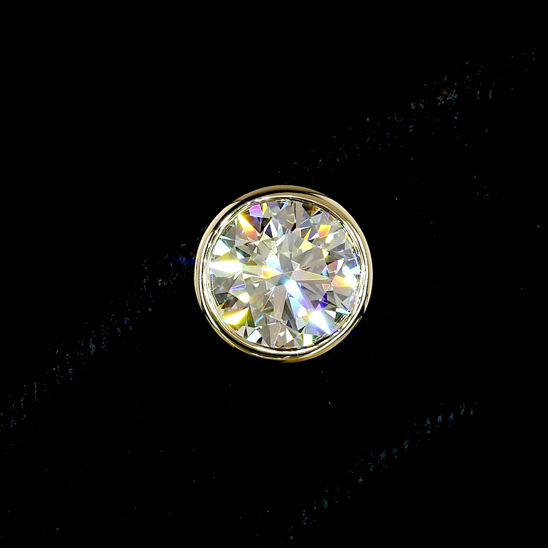 Lab-Grown 4.02 Carat Round E-VS1 Diamond 14K Yellow Gold Studs Earrings