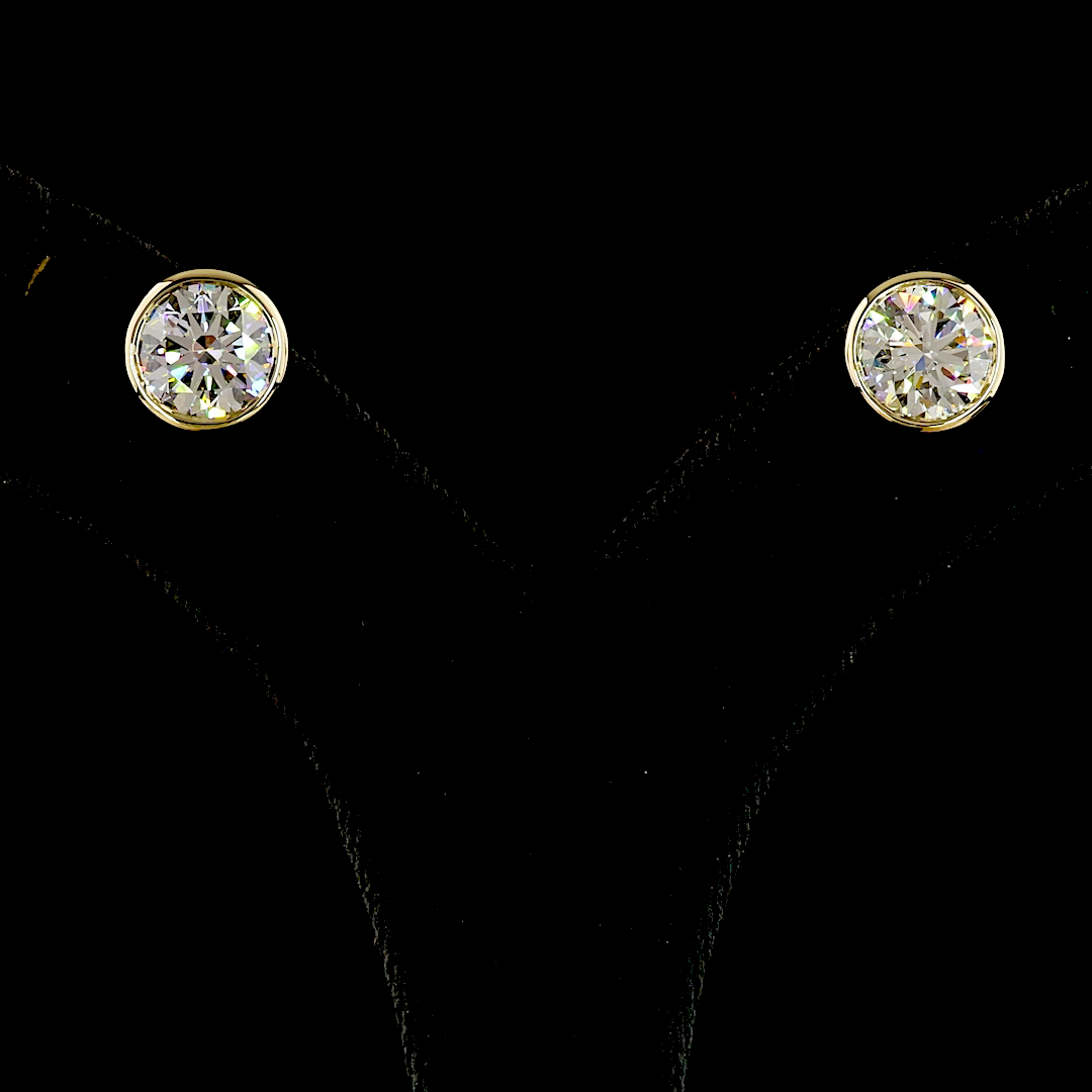 Lab-Grown 5.08 Carat Round E-F-VS1 Diamond 14K Yellow Gold Studs Earrings