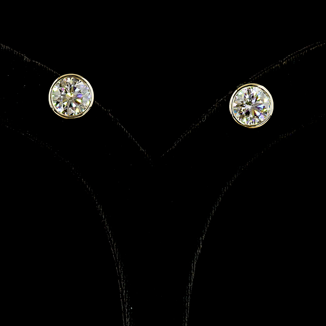 Lab-Grown 6.05 Carat Round E-F-VS1 Diamond 14K Yellow Gold Studs Earrings