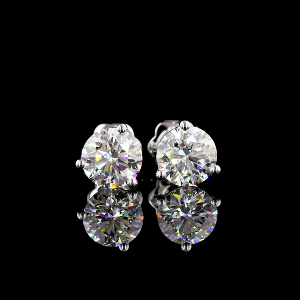 Lab-Grown 3.01 Carat Round E-VS1 Diamond 14K White Gold Martini Earrings