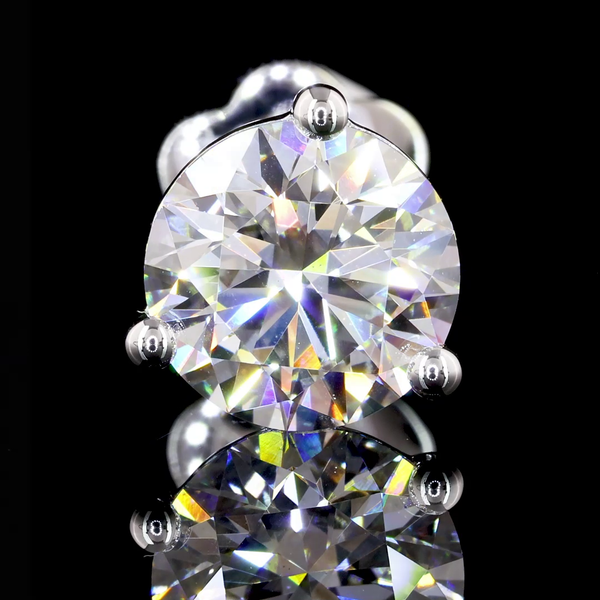Lab-Grown 3.01 Carat Round E-VS1 Diamond 14K White Gold Martini Earrings