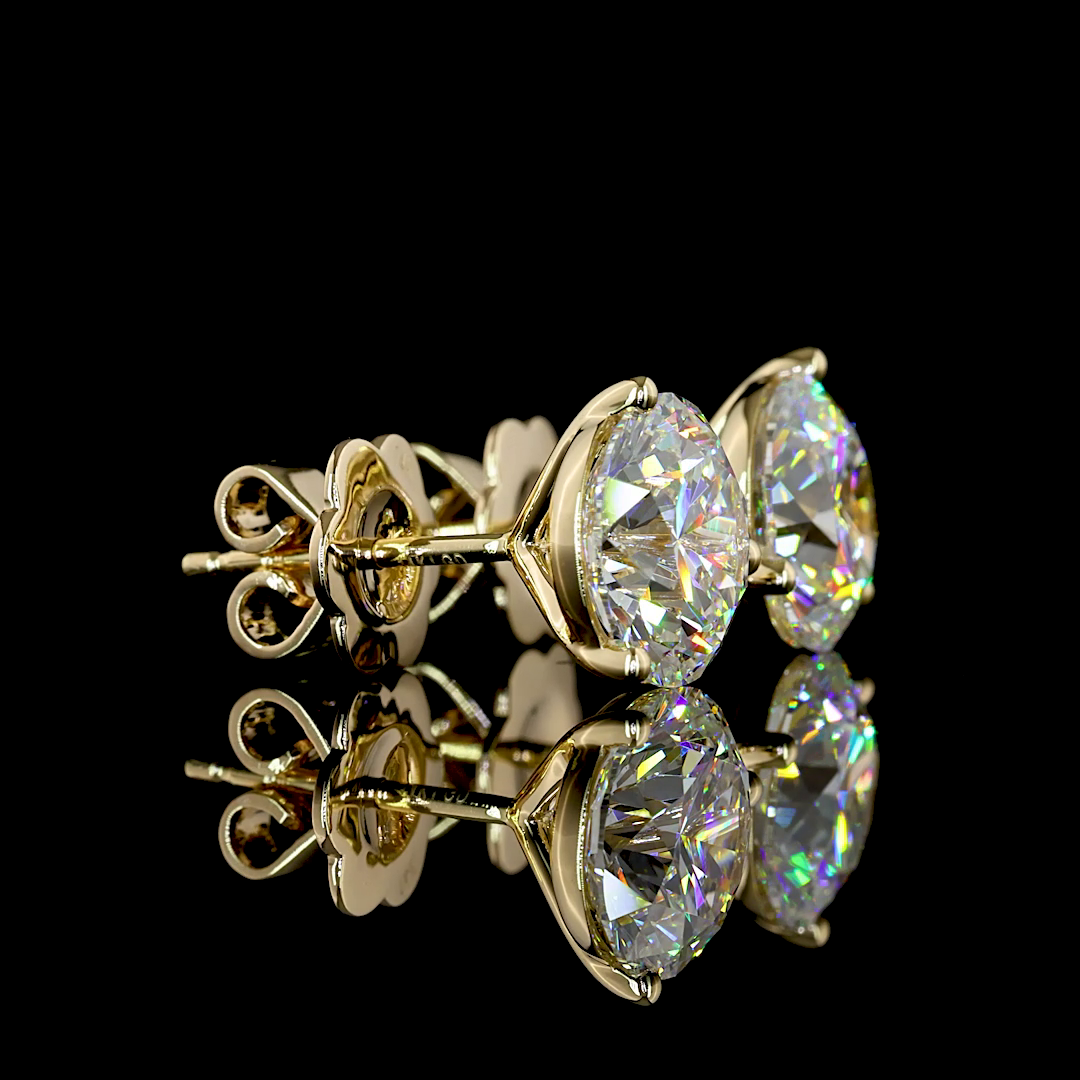 Lab-Grown 4.06 Carat Round F-VVS2 Diamond 14K Yellow Gold Martini Earrings