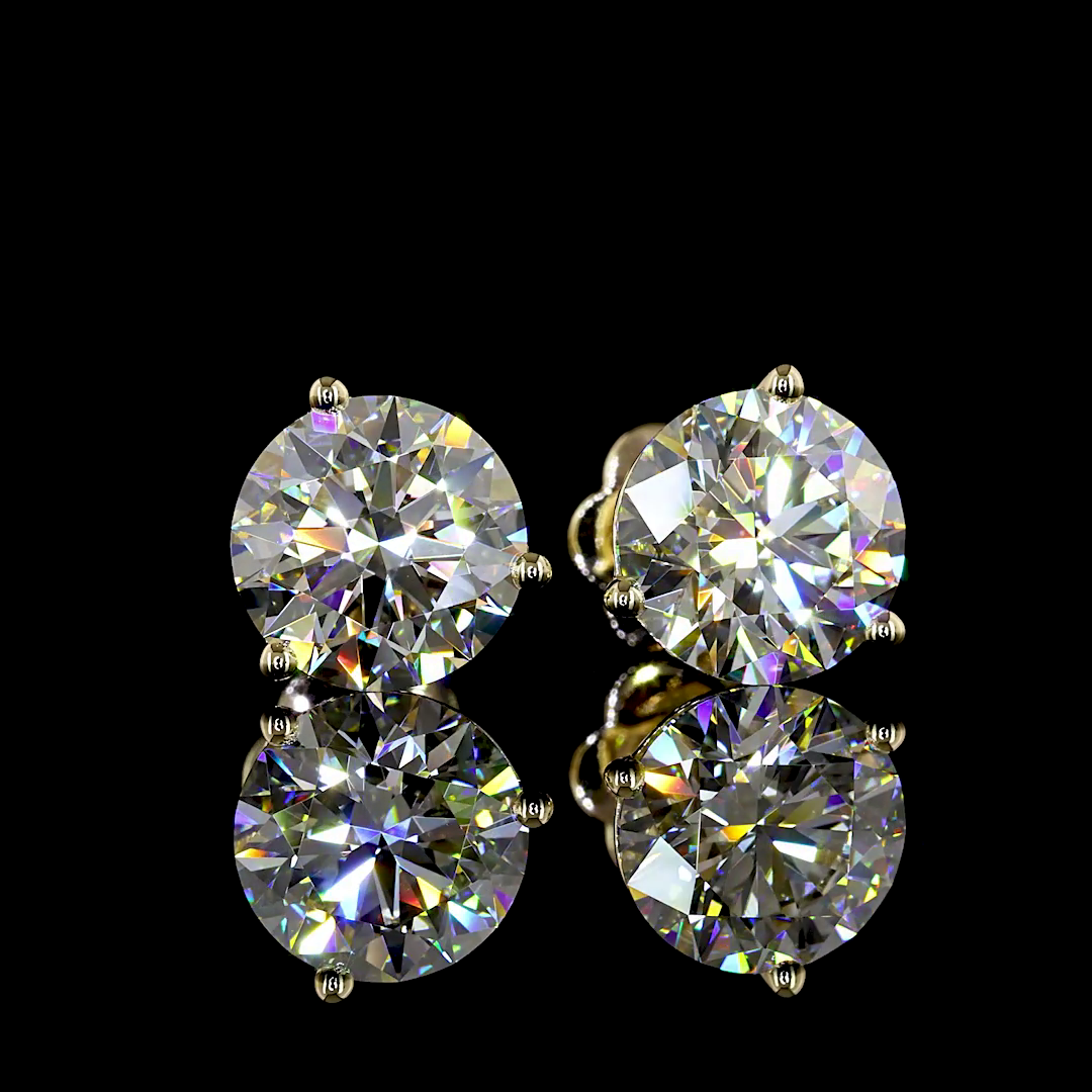 Lab-Grown 4.06 Carat Round F-VVS2 Diamond 14K Yellow Gold Martini Earrings