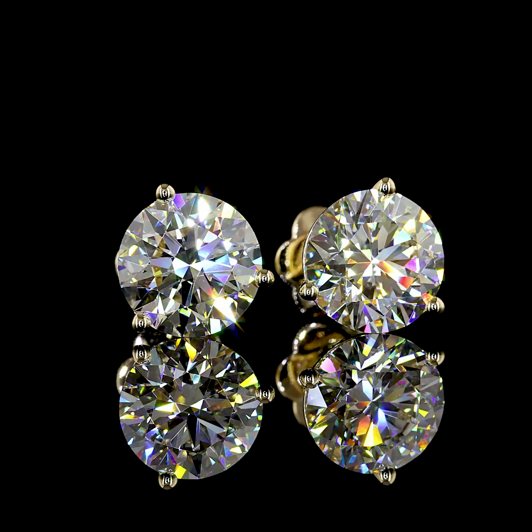 Lab-Grown 4.07 Carat Round E-F-VS1 Diamond 14K Yellow Gold Martini Earrings