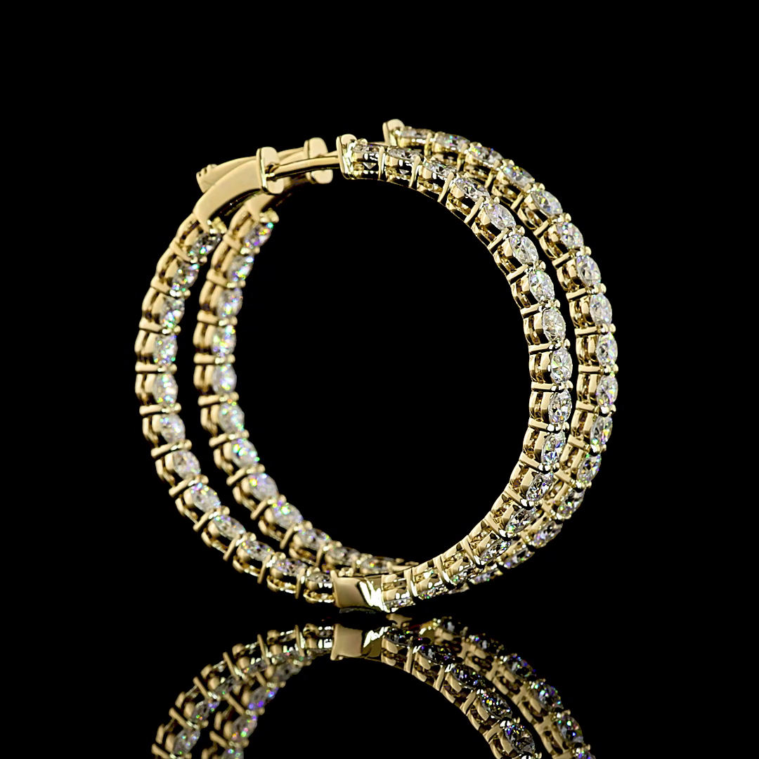 Lab-Grown 5.18 Carat Round E-F-VS Diamond 14K Yellow Gold Hoops Earrings