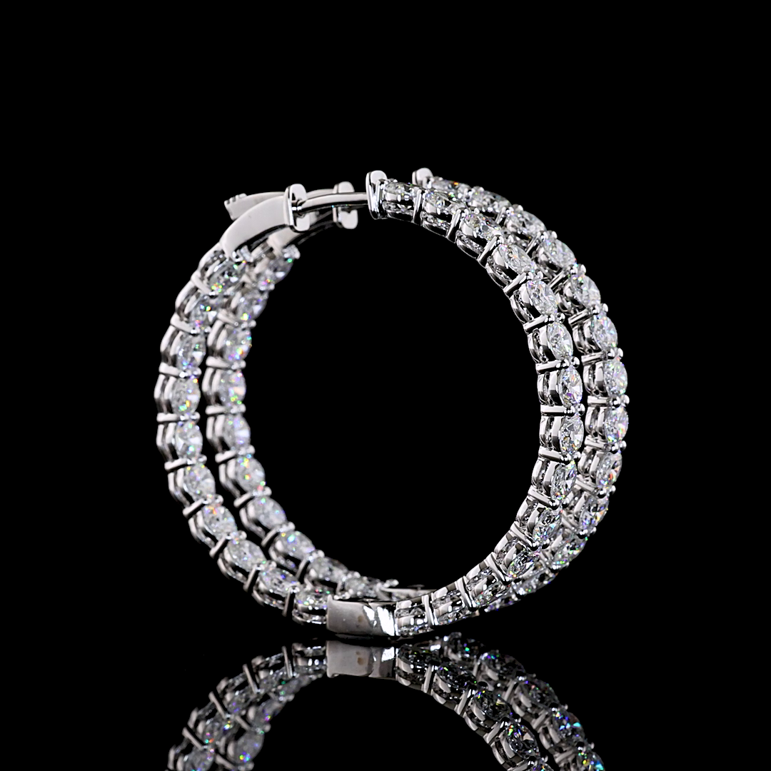 Lab-Grown 6.85 Carat Round E-F-VS1 Diamond 14K White Gold Hoops Earrings