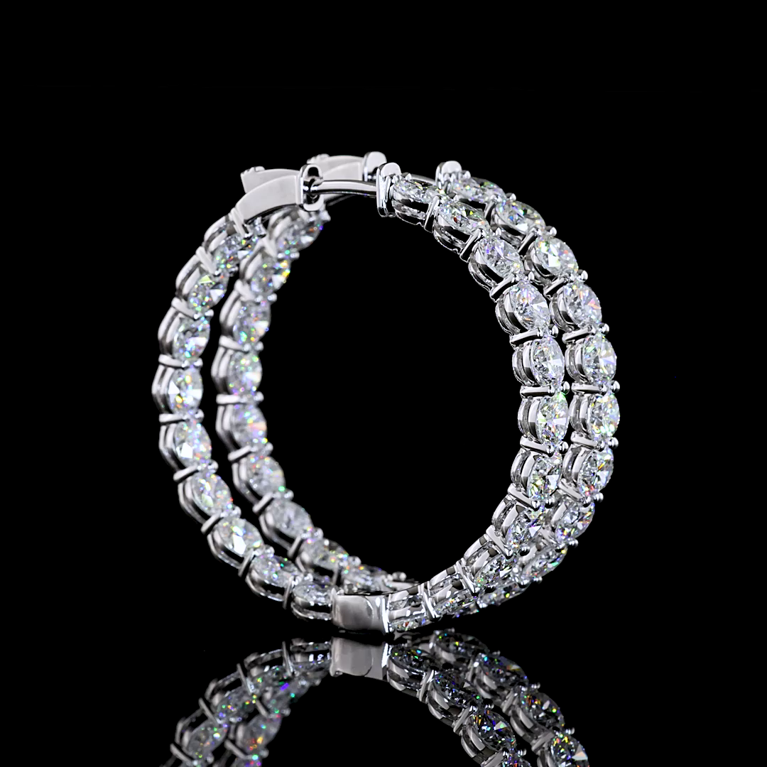 Lab-Grown 10.07 Carat Round E-F-VS1 Diamond 14K White Gold Hoops Earrings