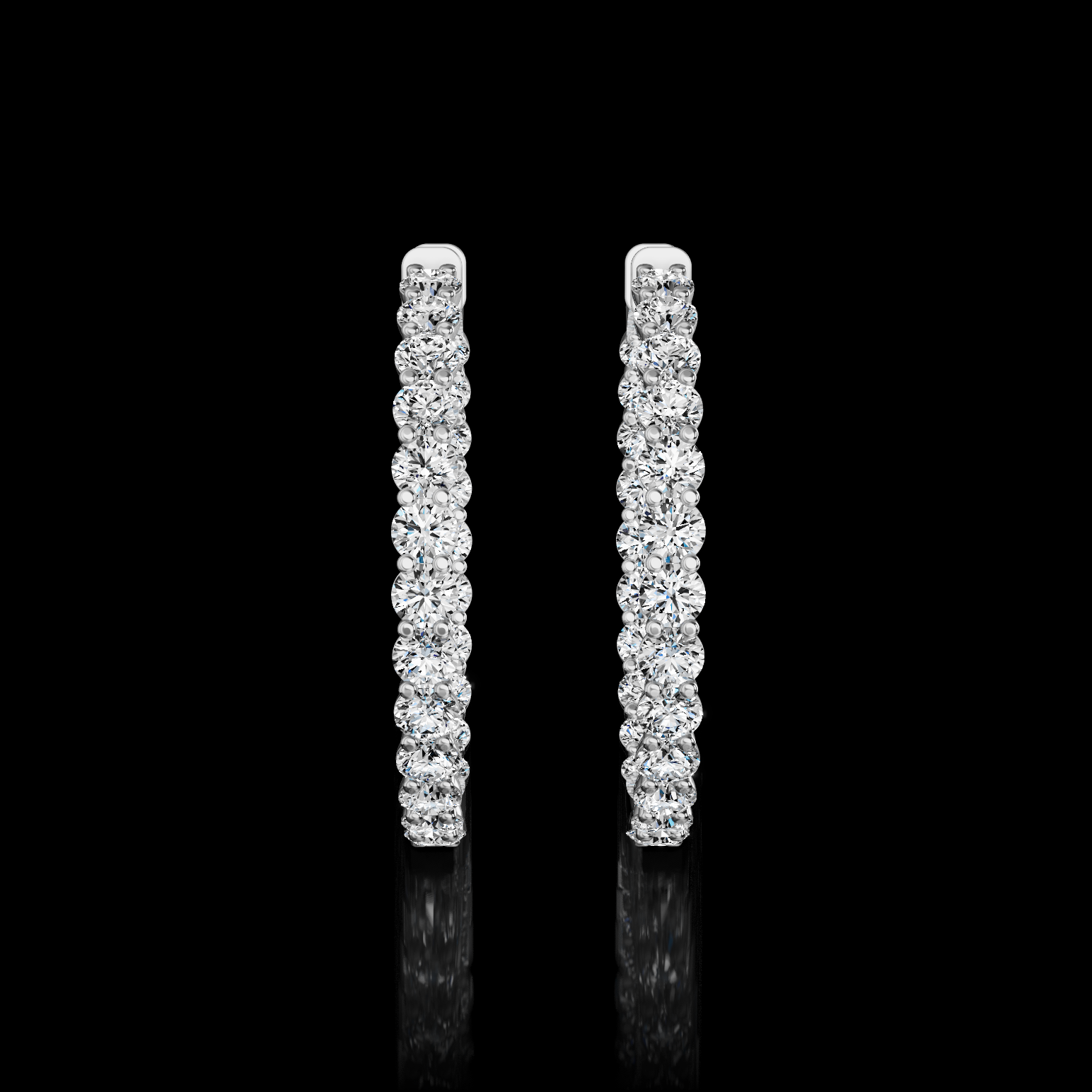 Lab-Grown 4.34 Carat Round E-F-VS2 Diamond 14K White Gold Hoops Earrings