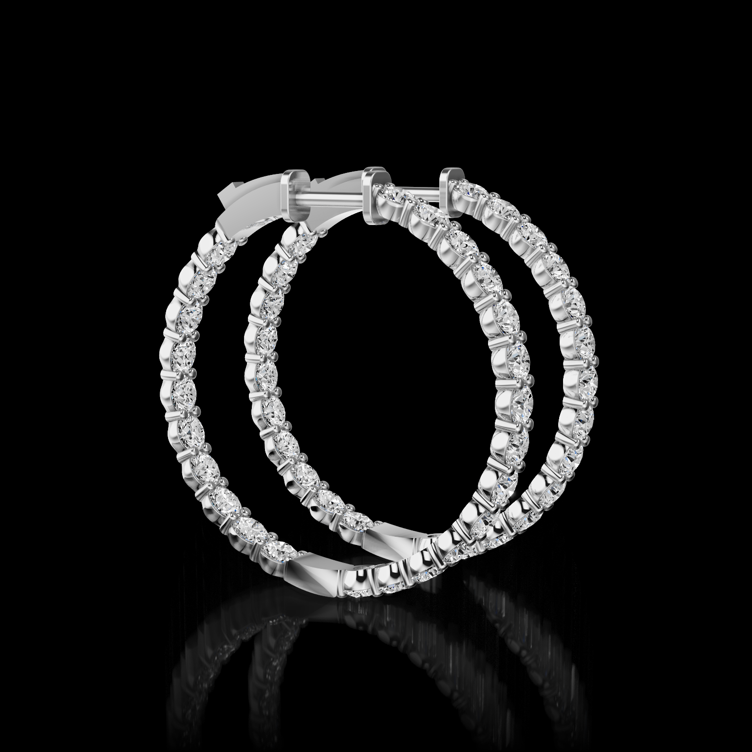 Lab-Grown 4.34 Carat Round E-F-VS2 Diamond 14K White Gold Hoops Earrings