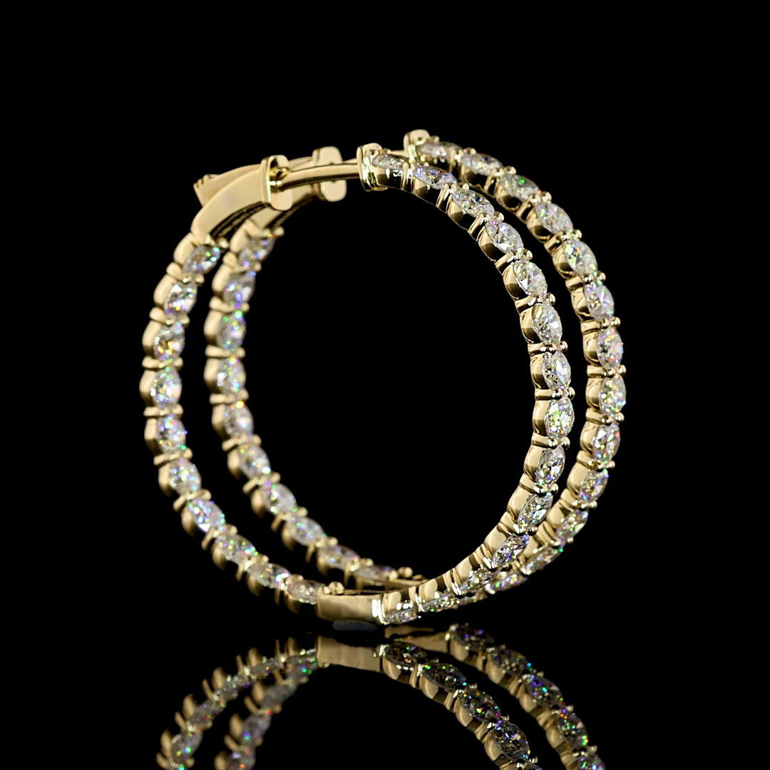 Lab-Grown 4.54 Carat Round E-F-VS1 Diamond 14K Yellow Gold Hoops Earrings