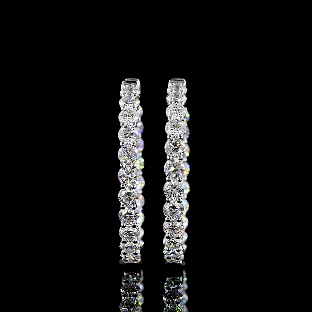 Lab-Grown 4.92 Carat Round E-F-VS1 Diamond 14K White Gold Hoops Earrings