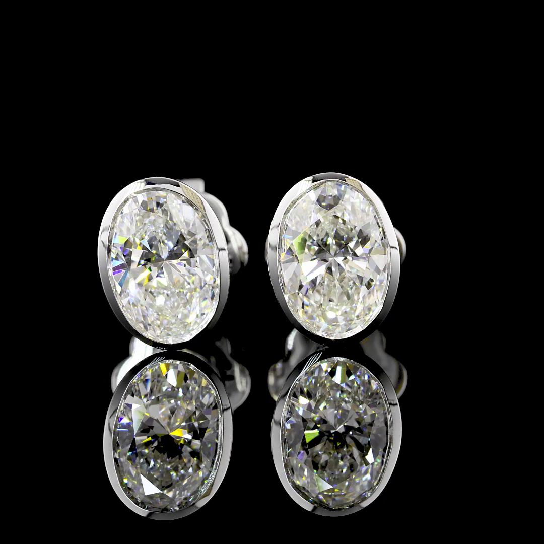 Lab-Grown 1.56 Carat Oval F-VS2 Diamond 14K White Gold Studs Earrings