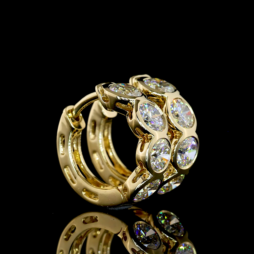 Lab-Grown 2.04 Carat Round G-SI1 Diamond 14K Yellow Gold Huggies Earrings