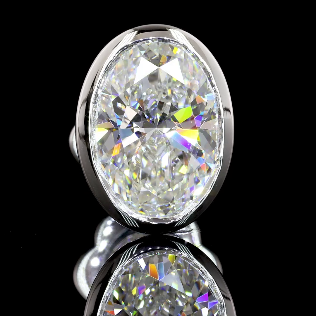 Lab-Grown 3.04 Carat Oval D-VVS2 Diamond 14K White Gold Studs Earrings