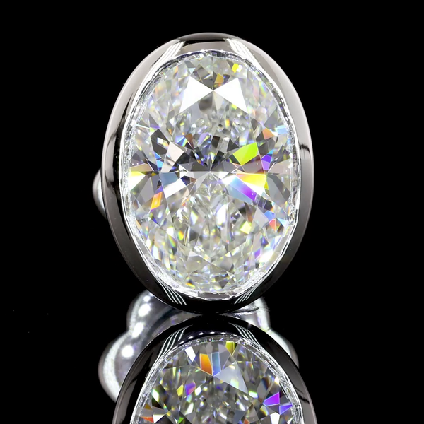 Lab-Grown 3.04 Carat Oval D-VVS2 Diamond 14K White Gold Studs Earrings