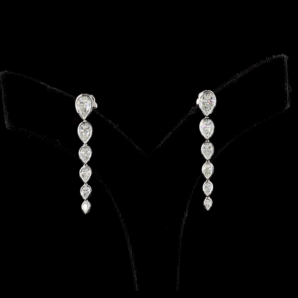 Lab-Grown 2.88 Carat Pear D-VVS2 Diamond 14K White Gold Hanging Earrings