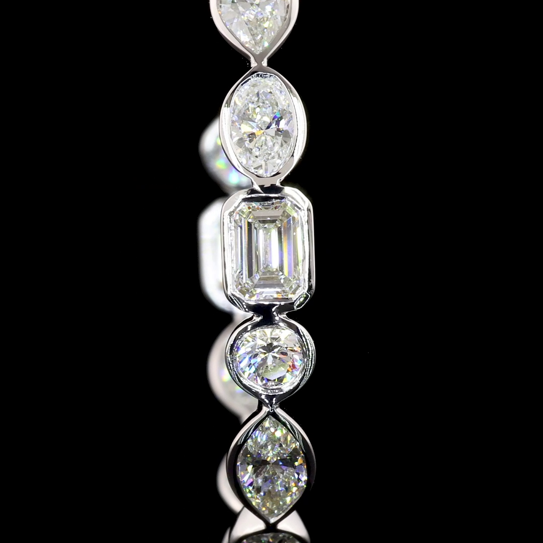 Lab-Grown 5.98 Carat MIX E-VS1 Diamond 14K White Gold C Hoops Earrings