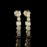 Lab-Grown 3.85 Carat MIX E-VS1 Diamond 14K Yellow Gold C Hoops Earrings