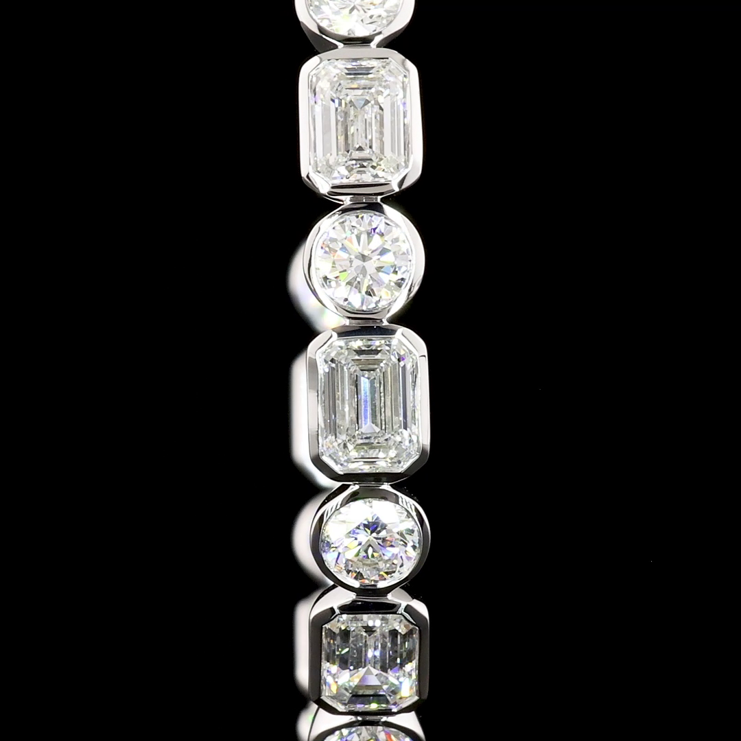 Lab-Grown 6.08 Carat MIX F-VS1 Diamond 14K White Gold C Hoops Earrings