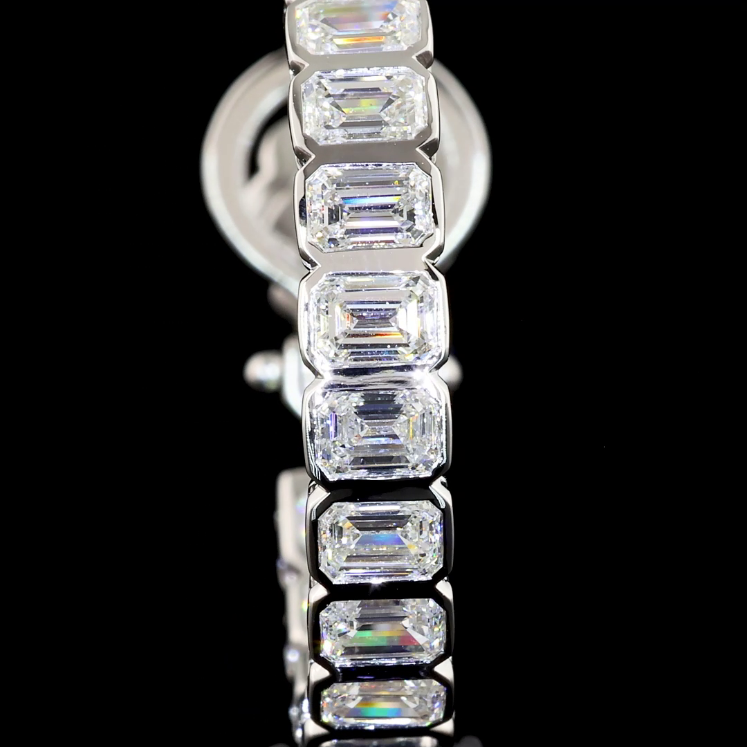 Lab-Grown 5 Carat Emerald F-VS2 Diamond 14K White Gold Hoops Earrings