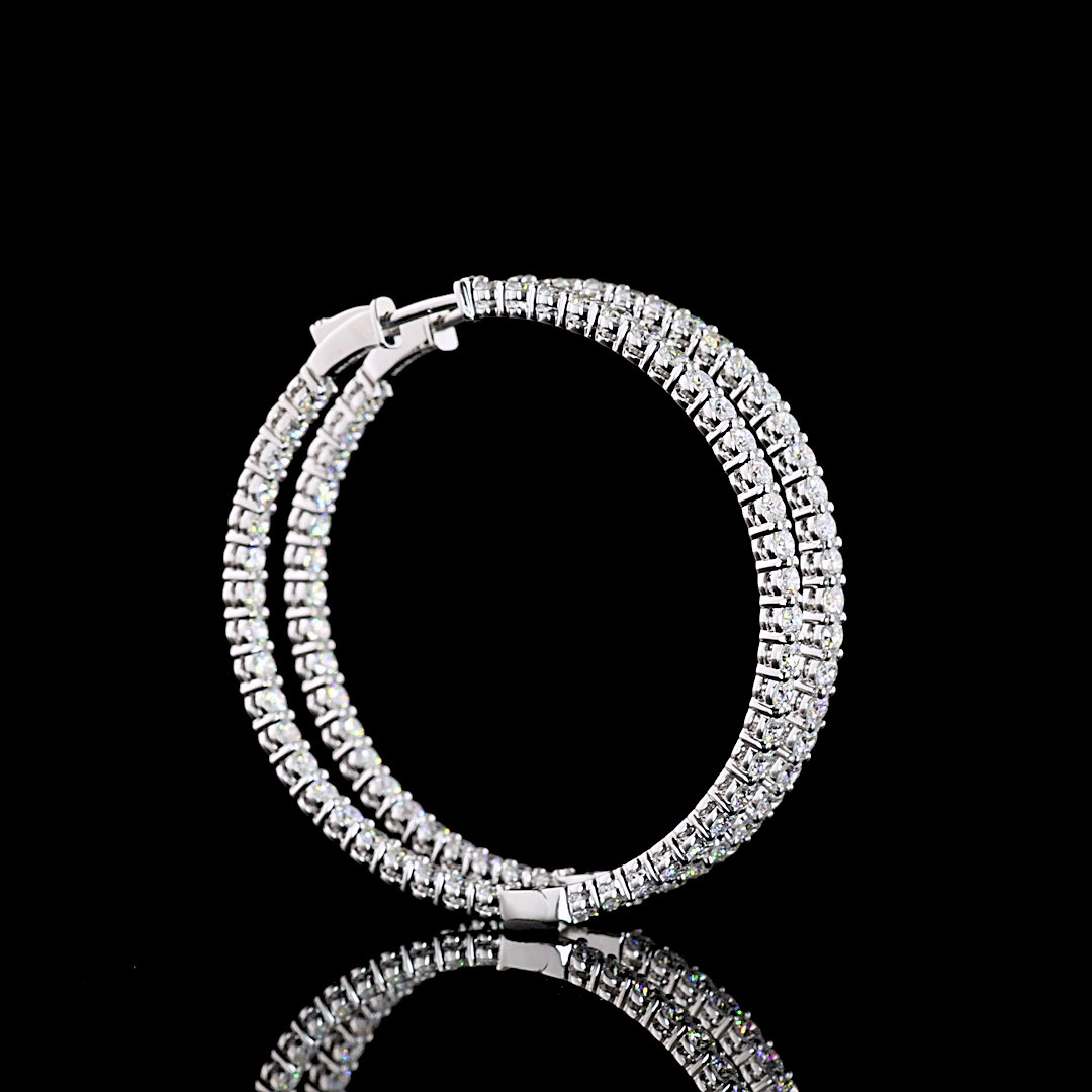 Lab-Grown 4.82 Carat Round E-F-VS1 Diamond 14K White Gold Hoops Earrings