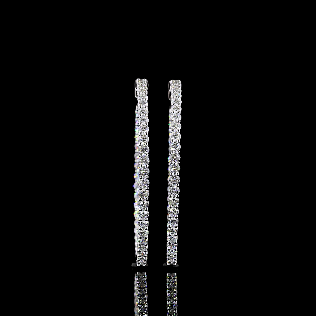 Lab-Grown 4.82 Carat Round E-F-VS1 Diamond 14K White Gold Hoops Earrings