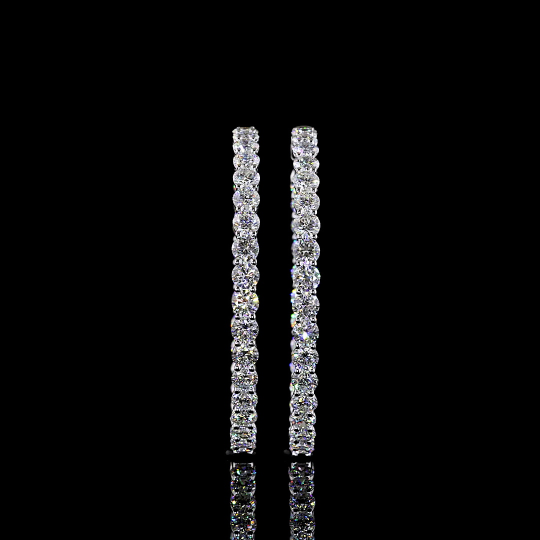 Lab-Grown 10.07 Carat Round E-F-VS1 Diamond 14K White Gold Hoops Earrings