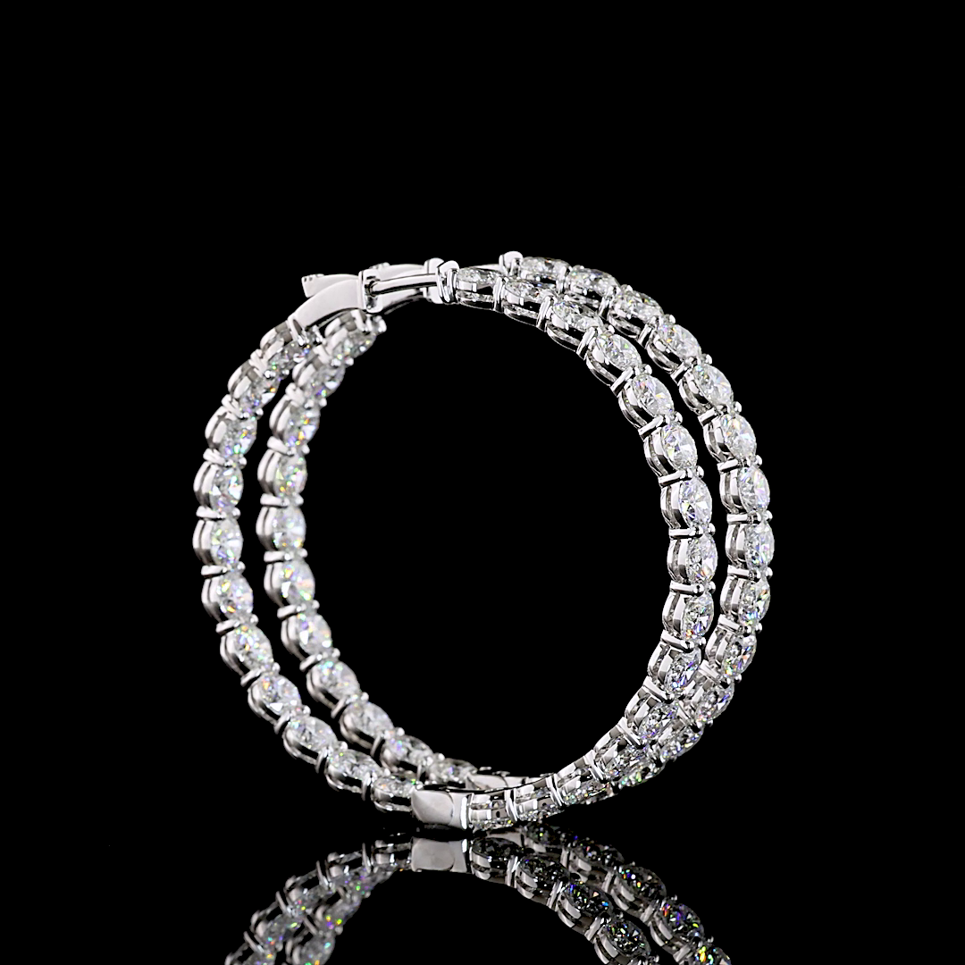 Lab-Grown 14.87 Carat Round E-F-VS Diamond 14K White Gold Hoops Earrings