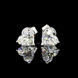 Lab-Grown 1.23 Carat Heart F-VS1 Diamond 14K White Gold Studs Earrings