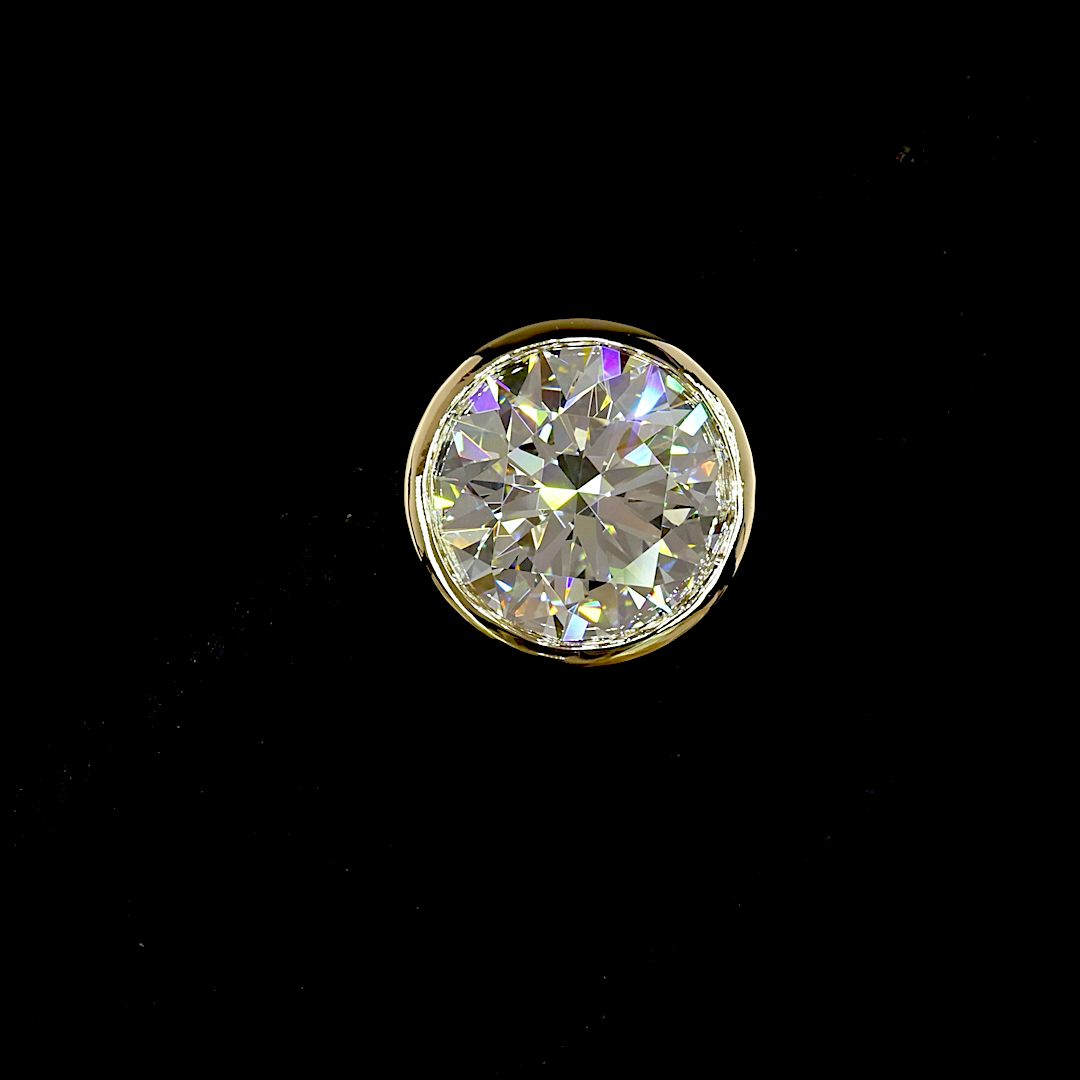 Lab-Grown 4.05 Carat Round E-F-VS1 Diamond 14K Yellow Gold Studs Earrings