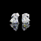 Lab-Grown 1.08 Carat Heart E-VVS2 Diamond 14K White Gold Studs Earrings