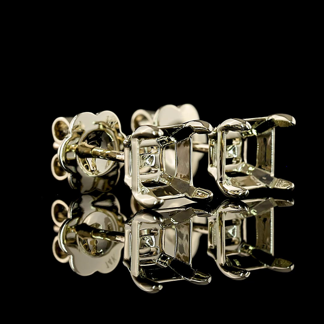 Lab-Grown 0 Carat Asscher - Diamond 14K White Gold Studs Earrings