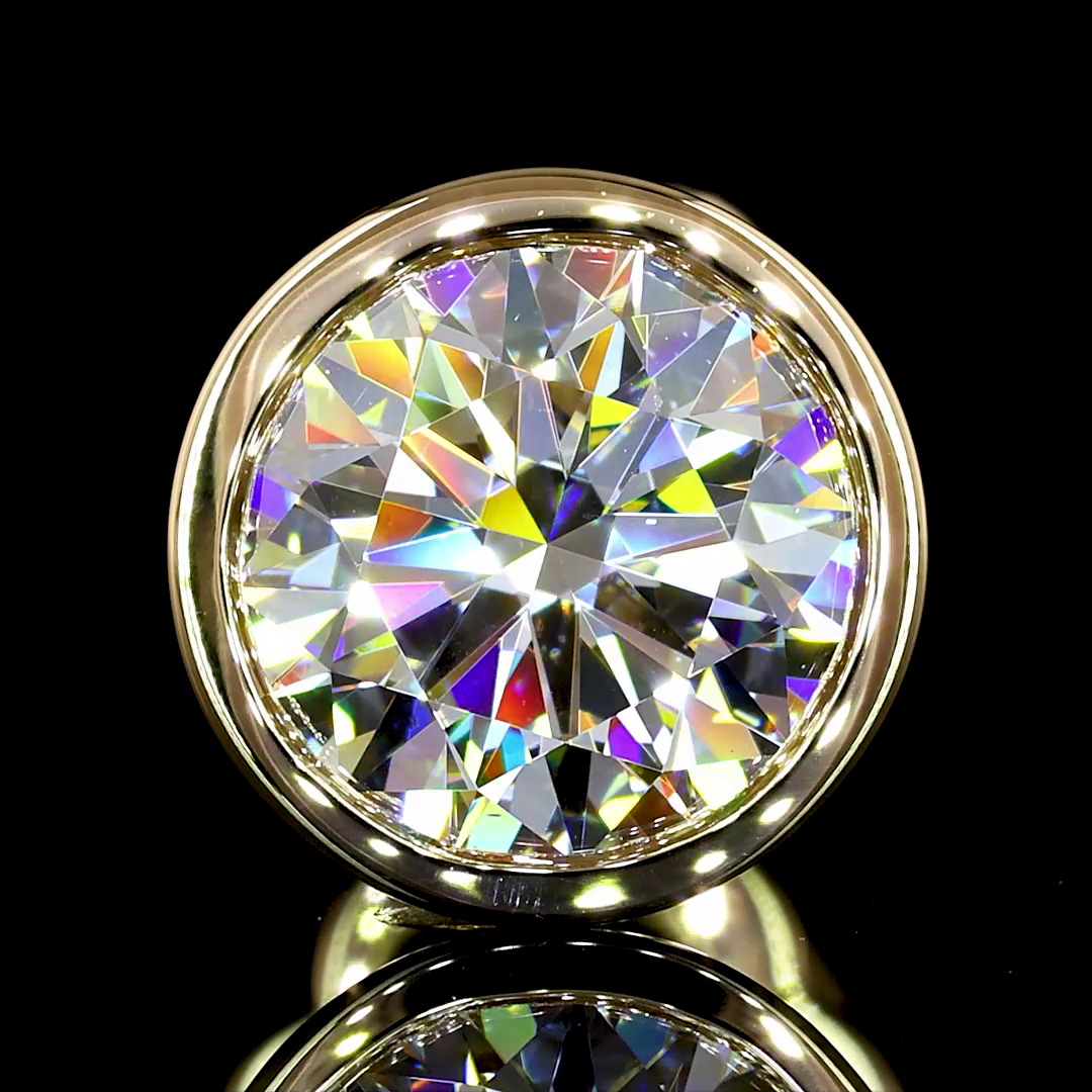 Lab-Grown 3.05 Carat Round D-VS1 Diamond 14K Yellow Gold Studs Earrings