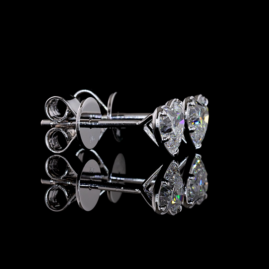 Lab-Grown 1.03 Carat Heart E-F-VS1 Diamond 14K White Gold Studs Earrings