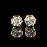 Lab-Grown 1.42 Carat Round D-VS1 Diamond 14K Yellow Gold Studs Earrings