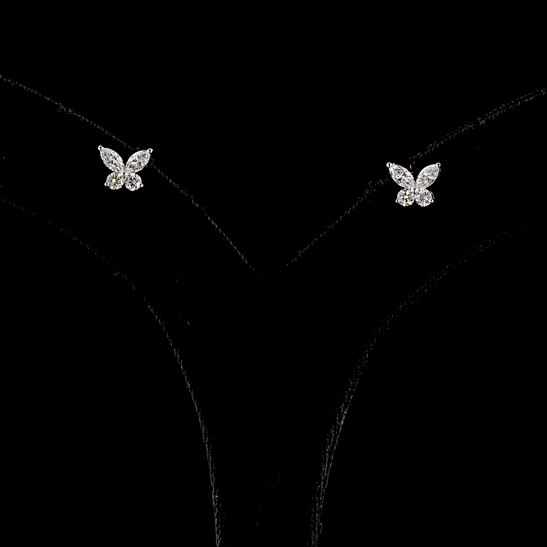 Lab-Grown 0.67 Carat Marquise E-VS Diamond 14K White Gold Studs Earrings