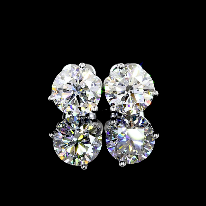 Lab-Grown 3.06 Carat Round E-VVS2 Diamond 14K White Gold Martini Earrings