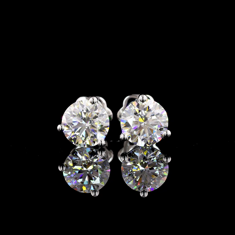 Lab-Grown 3.01 Carat Round E-VS1 Diamond 14K White Gold Martini Earrings
