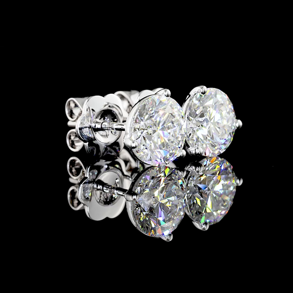 Lab-Grown 3.04 Carat Round D-VS1 Diamond 14K White Gold Martini Earrings