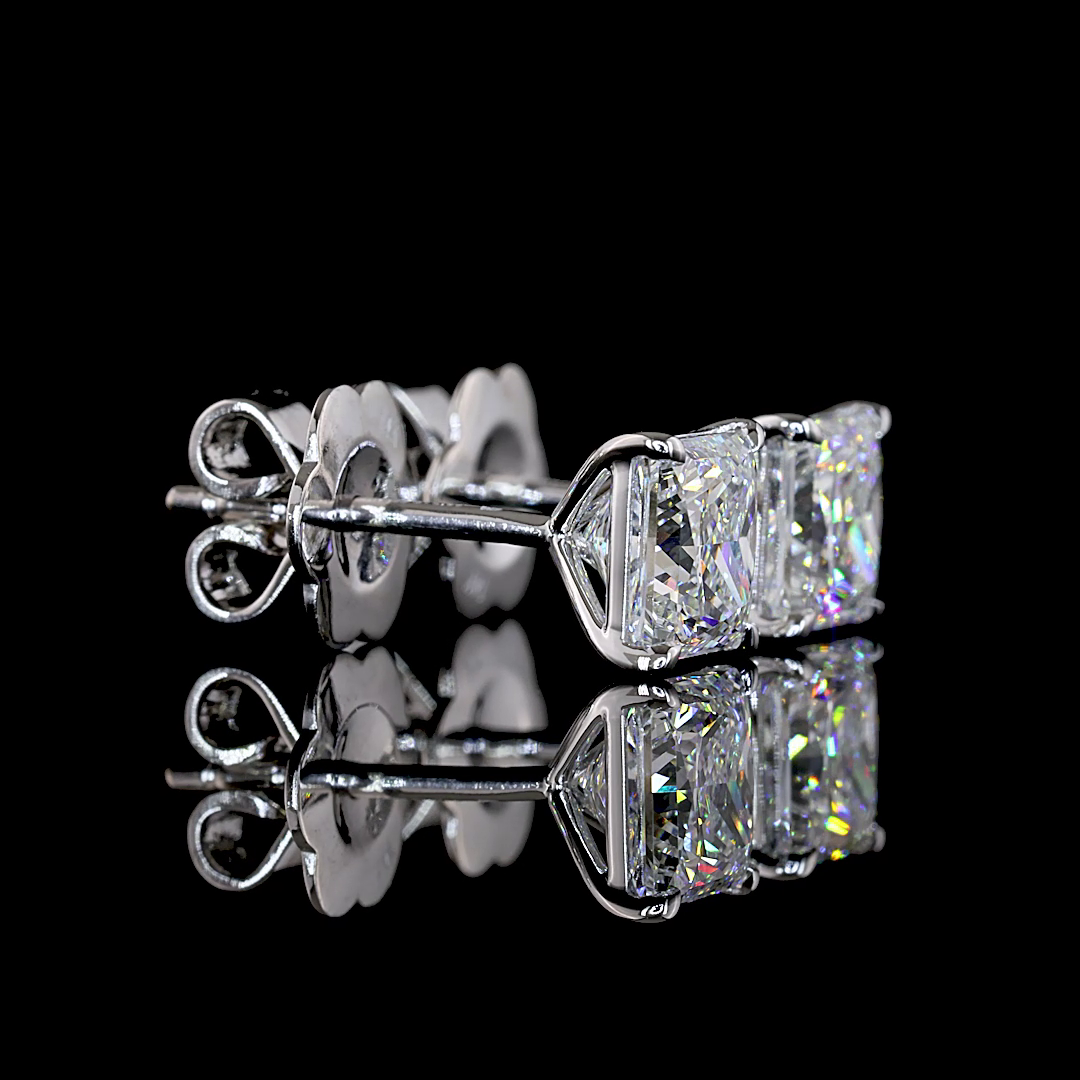 Lab-Grown 2.08 Carat Princess E-F-VVS2 Diamond 14K White Gold Studs Earrings