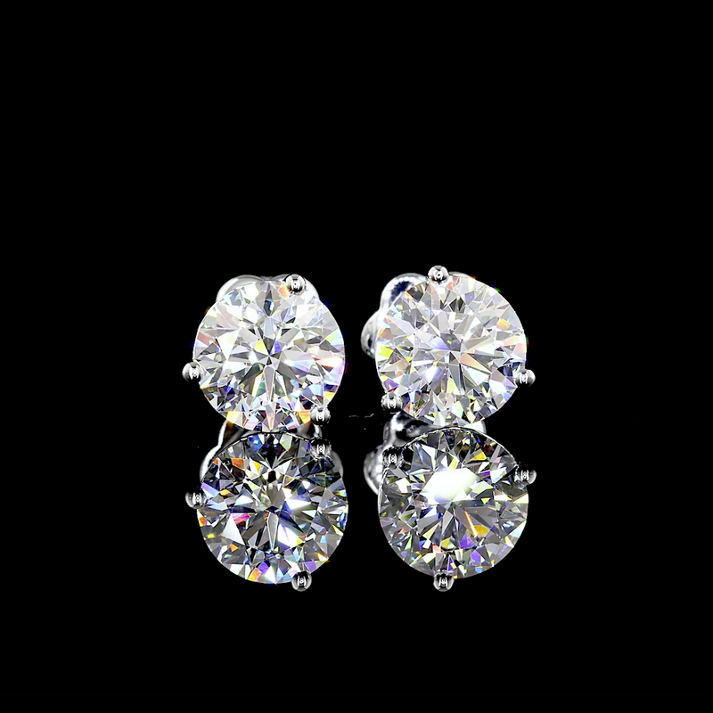 Lab-Grown 3.07 Carat Round D-VS1 Diamond 14K White Gold Martini Earrings
