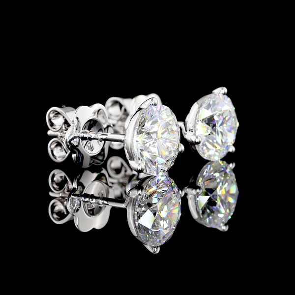 Lab-Grown 3.06 Carat Round E-VVS2 Diamond 14K White Gold Martini Earrings