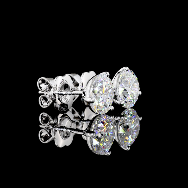 Lab-Grown 3.10 Carat Round E-VVS2 Diamond 14K White Gold Martini Earrings