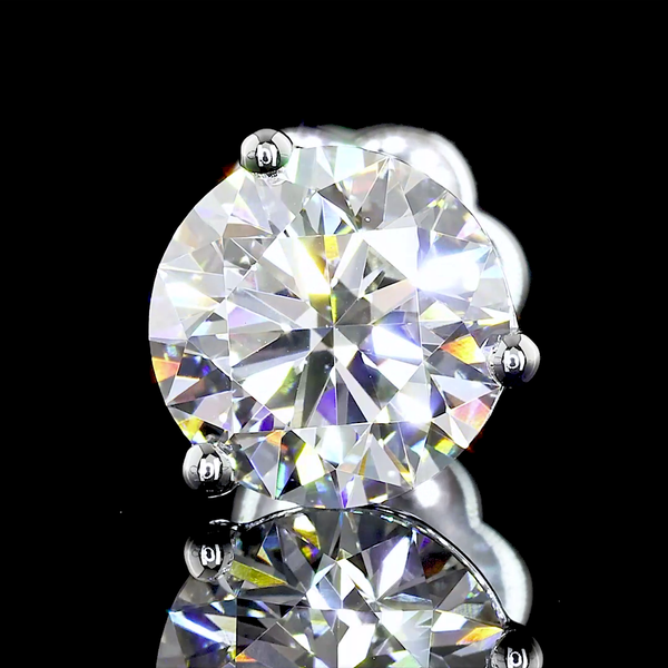 Lab-Grown 3.03 Carat Round E-VS1 Diamond 14K White Gold Martini Earrings