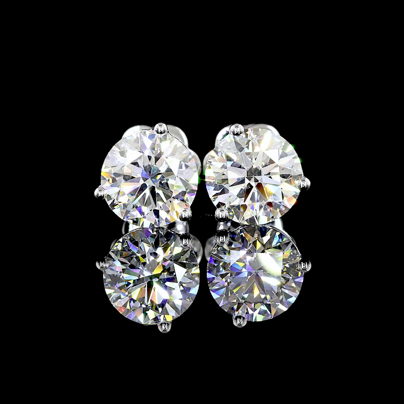 Lab-Grown 3.02 Carat Round E-VS1 Diamond 14K White Gold Martini Earrings