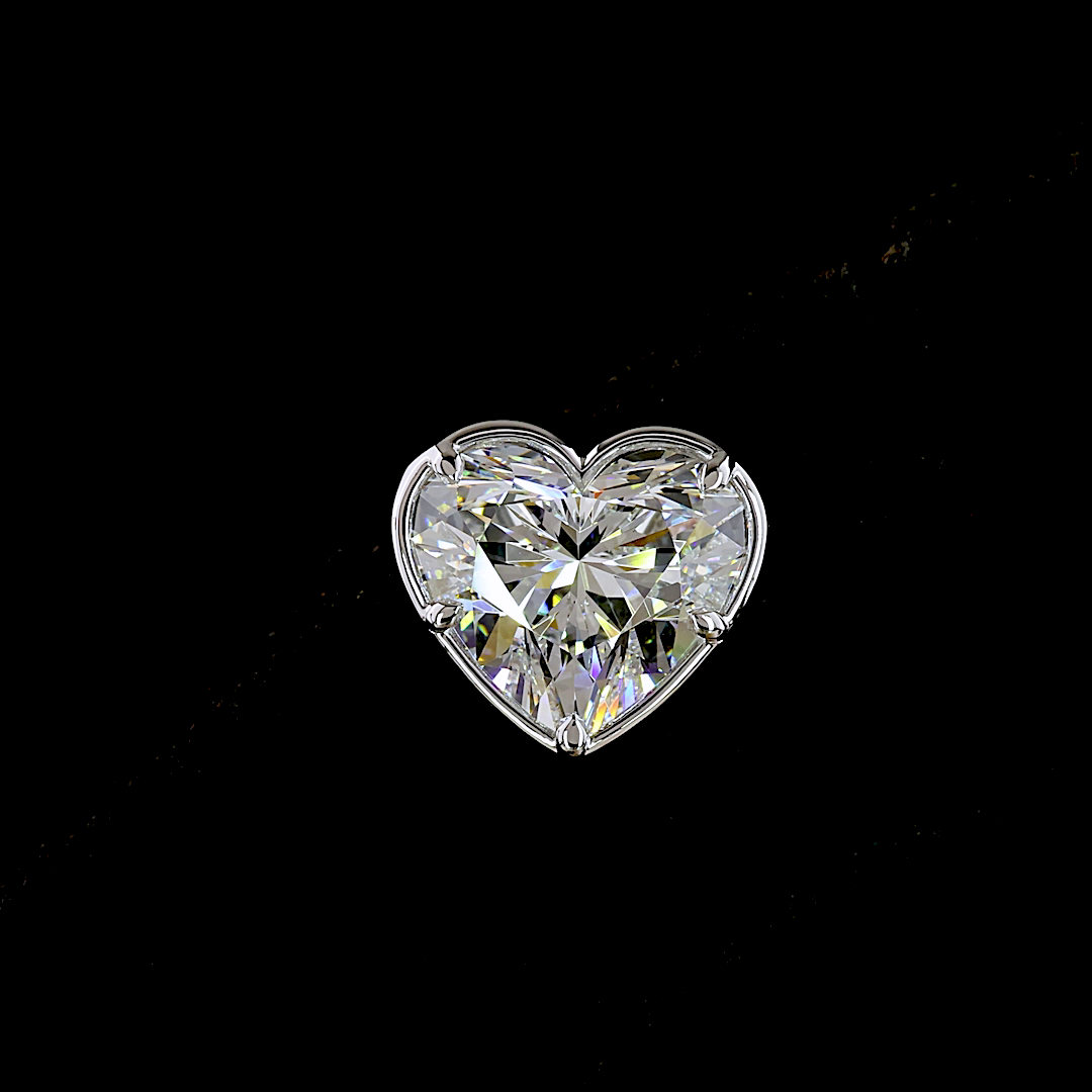 Lab-Grown 5.07 Carat Heart E-F-VS1 Diamond 14K White Gold Studs Earrings