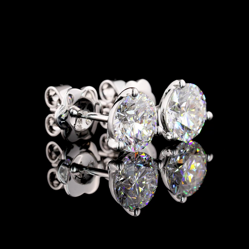 Lab-Grown 3.06 Carat Round D-VVS2 Diamond 14K White Gold Martini Earrings