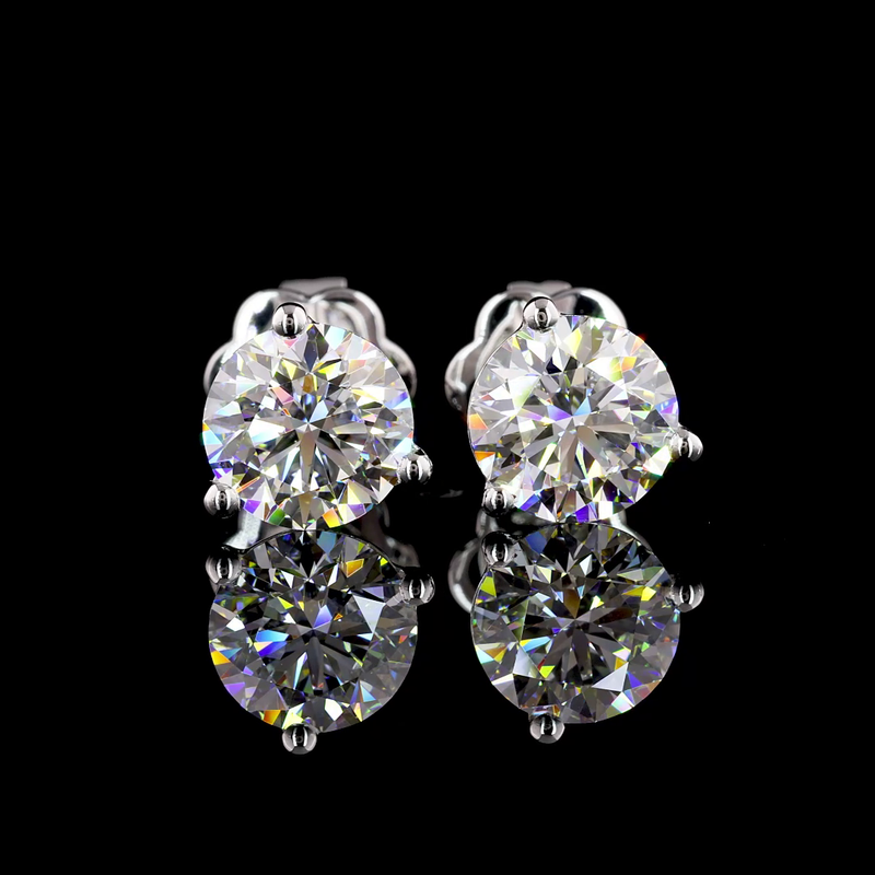 Lab-Grown 3.06 Carat Round D-VVS2 Diamond 14K White Gold Martini Earrings
