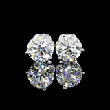 Lab-Grown 3.05 Carat Round E-VS1 Diamond 14K White Gold Martini Earrings